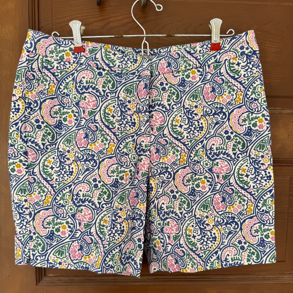 Boden Paisley Shorts Womens sz 8 Blue Pink